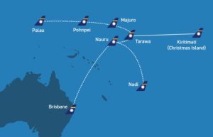 Flight map of Nauru Air servicing Palau