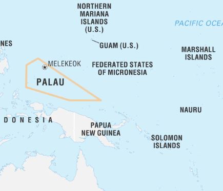 map showing the proximity of palau to other micronesian islands